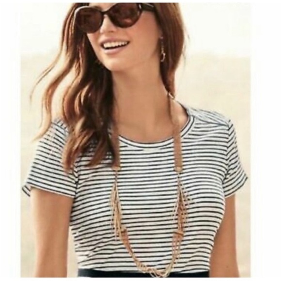 Cabi #5191 Striped Zip Tee Sz M - Picture 1 of 7